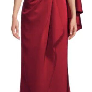 Aidan Mattox Satin Draped One Shoulder Gown